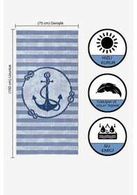 Resim Çizgili Çapa Desen Dijital Baskılı 75x150 Cm Plaj Havlusu 