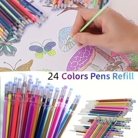 Resim Artist Refill Set Pens, 24 Renkli Yetişkin Çizim Kalemleri, Jel Su Temelli Kalemler, Su Temelli Kalemler için Okul Malzemeleri Yetişkinler, Su Temelli Okul Malzemeleri 