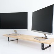 Resim Hansdo Dual Monitör Standı - İkili Monitör Standı - Monitör Yükseltici - MDF Lam - Safir Meşe - WMS2 