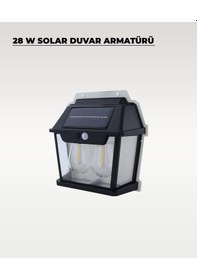 Resim 28w Dekoratif Çift Ampullü Solar Aplik 3200k Sarı Işık 1 ADET 