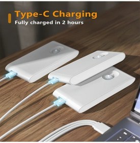 Resim Willowhaven Black,6pcs Motion Sensörlü Duvar Lambası Şarj Edilebilir Kablosuz Otomatik Açma Kapama İnsan Algılama Sıcak Beyaz Tip-c Enerji Tasarrufu Kolay Montaj Koridor Banyo Yatak Odası 