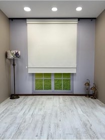 Resim Çift Mekanizmalı Beyaz Çizgili Desenli Tül ve Beyaz Mat Stor Perde 80 x 200 