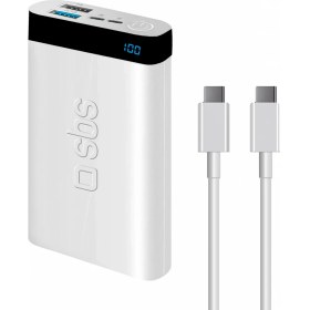 Resim Sbs Intelligent Fast Charge 10.000MAH 2xusba + Type-C Çıkışlı LED Göstergeli 2m Type-C To Type-C Kablolu Powerbank Beyaz 