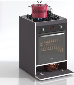 Resim Kenzlife Ankastre Modülü Kabini Berilyum Gri Fırın Ocak Dolabı Kapaklı 