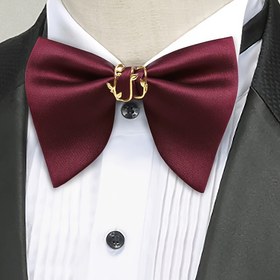 Resim 1 Adet Romantik Bağ Çiftler için Bordo & Altın Metal Papyon - 100% Polyester 1200 Yoğunluklu Kumaş, Zarif Düğün Yıldönümü Sevgililer Günü Noel Hediyesi Ona ve O'na, Yüksek Yoğunluklu Kumaş, Aşk Sembolü, Şık Aksesuar, Yumuşak Dokulu Eşleşen Aksesuarlar, Aşklar İçin Hediye 