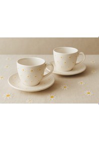 Resim El Yapımı Papatya Desenli 2'li Fincan Takımı Cok Renkli 