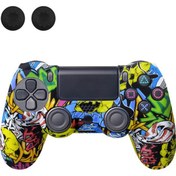 Resim Sony Playstation 4 Pro / Ps4 Slim / Playstation 4 Oyun Denetleyicisi İçin Data Frog Silikon Kapak Graffiti Koruyucu Kılıf - Kafatası Graffiti 