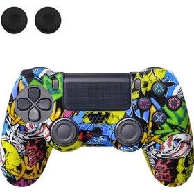 Resim Sony Playstation 4 Pro / Ps4 Slim / Playstation 4 Oyun Denetleyicisi İçin Data Frog Silikon Kapak Graffiti Koruyucu Kılıf - Kafatası Graffiti 