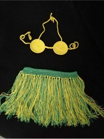 Resim AYDECO Kız Bebek Sarı Ve Yeşil Bebek Örgü Bikini 