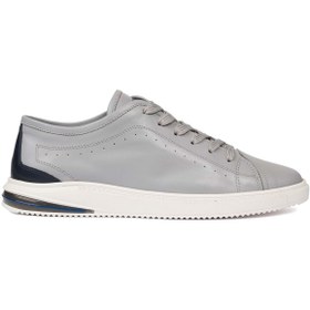 Resim Erkek Gri Hakiki Deri Sneaker 
