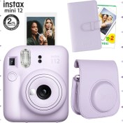 Resim Fujifilm Instax Mini 12 Lila Fotoğraf Makinesi-20'li Film-Laporta Albüm ve Deri Kılıf Seti 