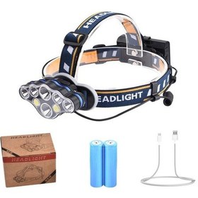 Resim Ps-888 Güçlü Usb Şarj Edilebilir Profesyonel 8 Modlu 6000 Lümen 8 Led Su Geçirmez Kafa Lambası Pop Çok Renkli 