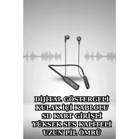 Resim Marsilyan Alarm ve Titreşim Özellikli Akıllı Saat ve Mikrofonlu Kablolu Bluetooth Kulaklık 60 Saat 