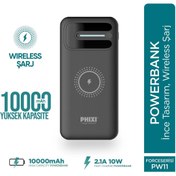 Resim Phixi Basic Pw11 10000mah 10w Kablosuz Şarj Cihazı - Wireless Powerbank - 2 Usb Port - Led Gösterge 