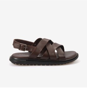 Resim Kemal Tanca Erkek Kauçuk Tabanlı Deri Comfort Günlük Çapraz Bantlı Sandalet 555 Kahverengi 