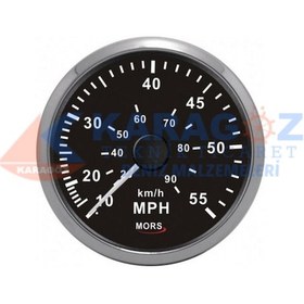 Resim MORS SÜRAT GÖSTERGESİ 55MPH SİYAH 100MM 12-24V HORTUM VE PİTOTLU 