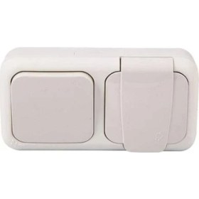 Resim Mena Rise Beyaz Anahtar + Topraklı Priz Çabul Bağlantı Kombini 