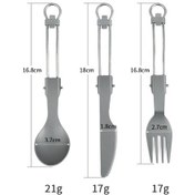 Resim Geeroyoo Premium Katlanır Titan Çatal Kaşık Bıçak Seti - Taşınabilir Ve Pratik Outdoor Yemek Çözümü Gri 