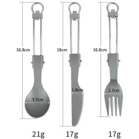 Resim Geeroyoo Premium Katlanır Titan Çatal Kaşık Bıçak Seti - Taşınabilir Ve Pratik Outdoor Yemek Çözümü Gri 