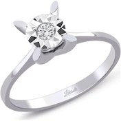 Resim 0.06 Ct Lazerli Pırlanta Badem Tırnak Tektaş Yüzük 