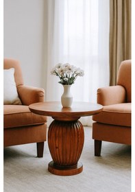 Resim Verona Ahşap Orta Sehpa Fındık Renk Mantar Sehpa Kahverengi 