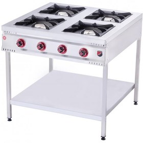 Resim Işıkgaz Silverinox Endüstriyel Doğalgazlı Taban Raflı Midi 4 Gözlü Ocak 