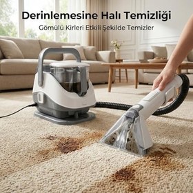 Resim Buharlı Halı ve Koltuk Yıkama Makinesi, 1300W Güçlü Motor ile Etkili Temizlik, 3 Metre Kablo Uzunluğu, Halı Koltuk Cam Temizleme Özellikli, Zorlu Lekeler İçin Buharlı Leke Çıkartma Makinesi 