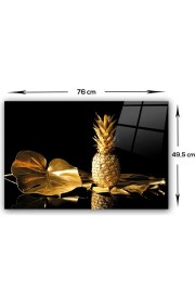 Resim Decorita Altın Ananas | Cam Ocak Arkası Koruyucu 