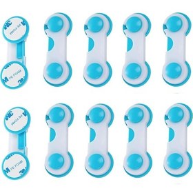 Resim Bebek Çocuk Güvenlik Dolap Çekmece Kilidi Güvenlik Seti-(Kapak Kilidi Mavi-Beyaz 10 Adet) Çok Renkli 