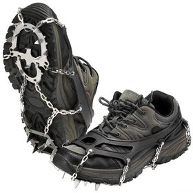 Resim Teltree Buzda Kaymayı Önleyen 18 Dişli Xl Boy Ayak Kramponu - Kar, Çamur Ve Islak Çimler İçin Siyah 