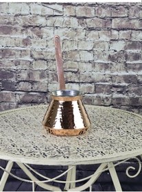 Resim Kalın Dövme Topak Bakır Cezve 5 Fincanlık 