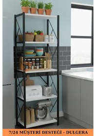 Resim Fifty 5 Katlı Metal Dar Mutfak Rafı Baharatlık Erzak Düzenleyici 150 Cm Beyaz 