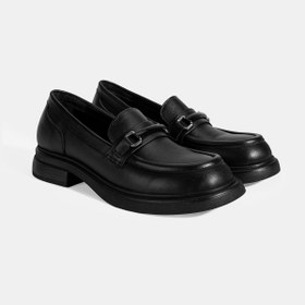 Resim Desa Kadın Siyah Metal Toka Detaylı Deri Loafer 