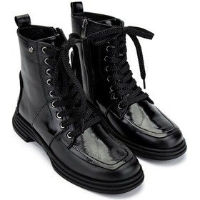 Resim Tamer Tanca Kadın Hakiki Deri Siyah Casual Bot 1071 H754 Bn Bot Sk24-25 Sıyah Dr/rgn Siyah Rugan 