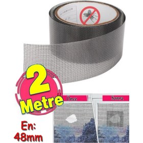Resim Yapışkanlı Sineklik Yaması Tülü Tamir Bandı Bantı Delik Fiber Tül Yapıştırma Gri 48 mm x 2 Metre 
