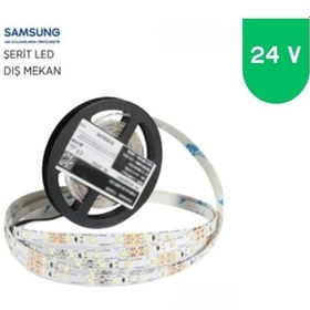 Resim 24 Volt 2835 Samsung 60 Led 6500 K Beyaz Dış Mekan 5 Metre Şerit Led Ip65 