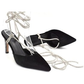 Resim Prego Pine Cone Taş Biye Detaylı Burnu Kapalı Topuklu Kadın Ayakkabı Siyah Siyah 