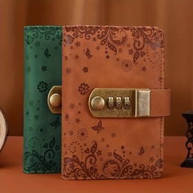 Resim 1 adet Şifre Defteri Kilitli A7 Küçük Günlük Taşınabilir Cep Defteri Retro 