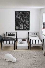 Resim ARGİMO Zambak Yavrulu Genç Çocuk Odası Metal Ranza Ve Karyola 90x190 