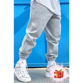Resim BSBSPOR Gri Şardonlu Içi Pamuklu Kışlık Eşofman Altı Salaş Paçası Lastikli Jogger 