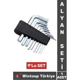 Resim Premium Yüksek Kaliteli Montaj Tamirat Vidalama Matkap Ucu Anahtar Takımı 9 Parça Alyan Seti 