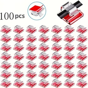 Resim 100 adet Dış Mekan Kablo Klipsi Bantlı, Lamba Klipsi, Dekoratif Klips, Kendinden Yapışkanlı Kanca, Peri Lambası Tel Rafı, Küçük, Şeffaf 