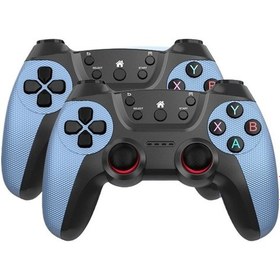 Resim Jzcat 2.4g Kablosuz Çift Gamepad Bir Çekme İki Tutamak Android Tv Tv Çift Gamepad-mavi 