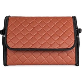 Resim Oto Bagaj Organizeri Kapitone Deri Çanta Taba Renk 1 Adet 