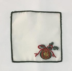 Resim Home Christmas Bardak Altlığı/Kokteyl Peçete 4'lü Set Beyaz GoldenNM-38 