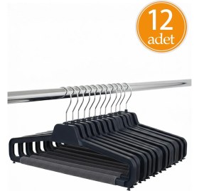 Resim Empressco Koçyiğit Plastik Pantolon Askısı Siyah - Süngerli - 12 