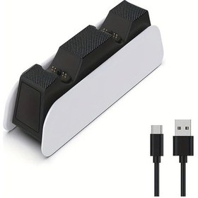 Resim Wangxi Beyaz Ps5 Dualsense Kontrol Cihazı Şarj İstasyonu Dual Usb Hızlı Type C Şarj Docku Led Ekran 
