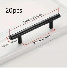 Resim Topnotch Siyah 20 Parça 5.35 İnç Çekmece Kapı Tokmağı Paslanmaz Çelik Mutfak Dolap Kolu Siyah 12 96 136mm 