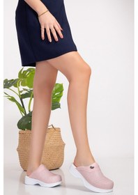 Resim Pudra Delikli Klasik Taban Sabo Ortopedik Hemşire Doktor Aşçı Günlük Kadın Terlik Pudra 