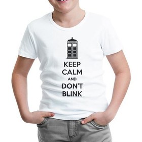 Resim Lord T-Shirt Doctor Who - Keep Calm And Don't Blink Beyaz Çocuk Tshirt 